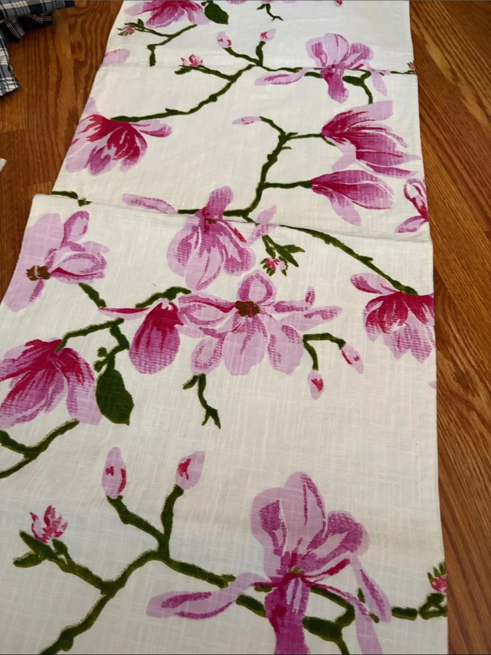 Floral Pink Magnolia Kitchen Towel - White Background